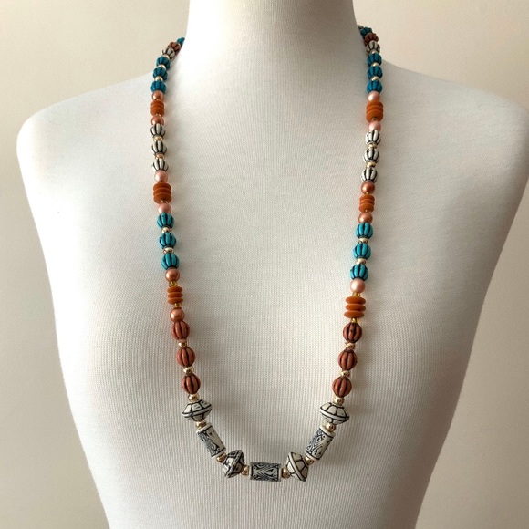 Vintage Ethnic Inspired Beaded Necklace Boho 70s - Picture 4 of 4